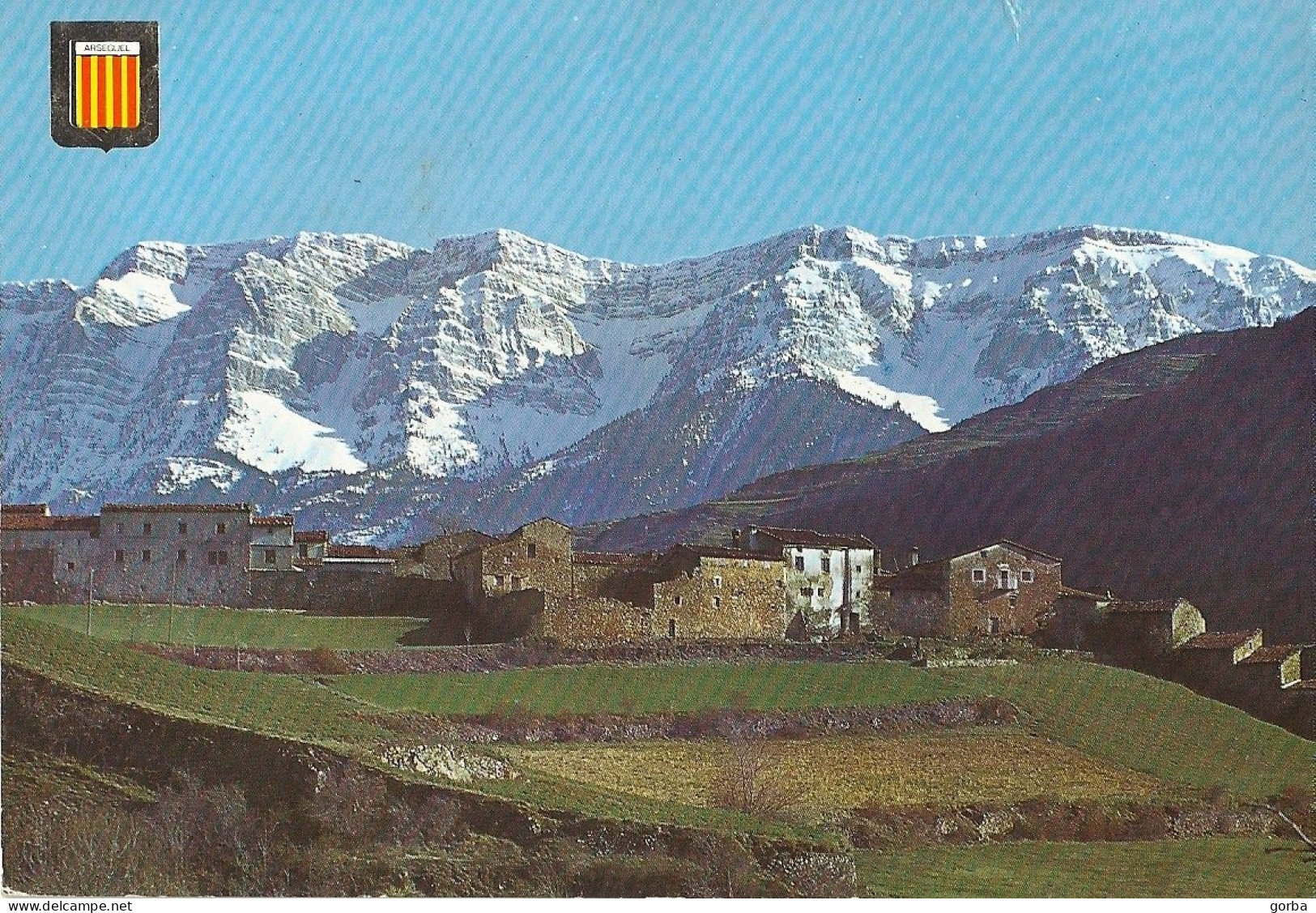 *CPM -  ESPAGNE - CATALOGNE - ARSEGUEL - Vue Panoramique Et Au Fond "CADI" - Blason - Lérida