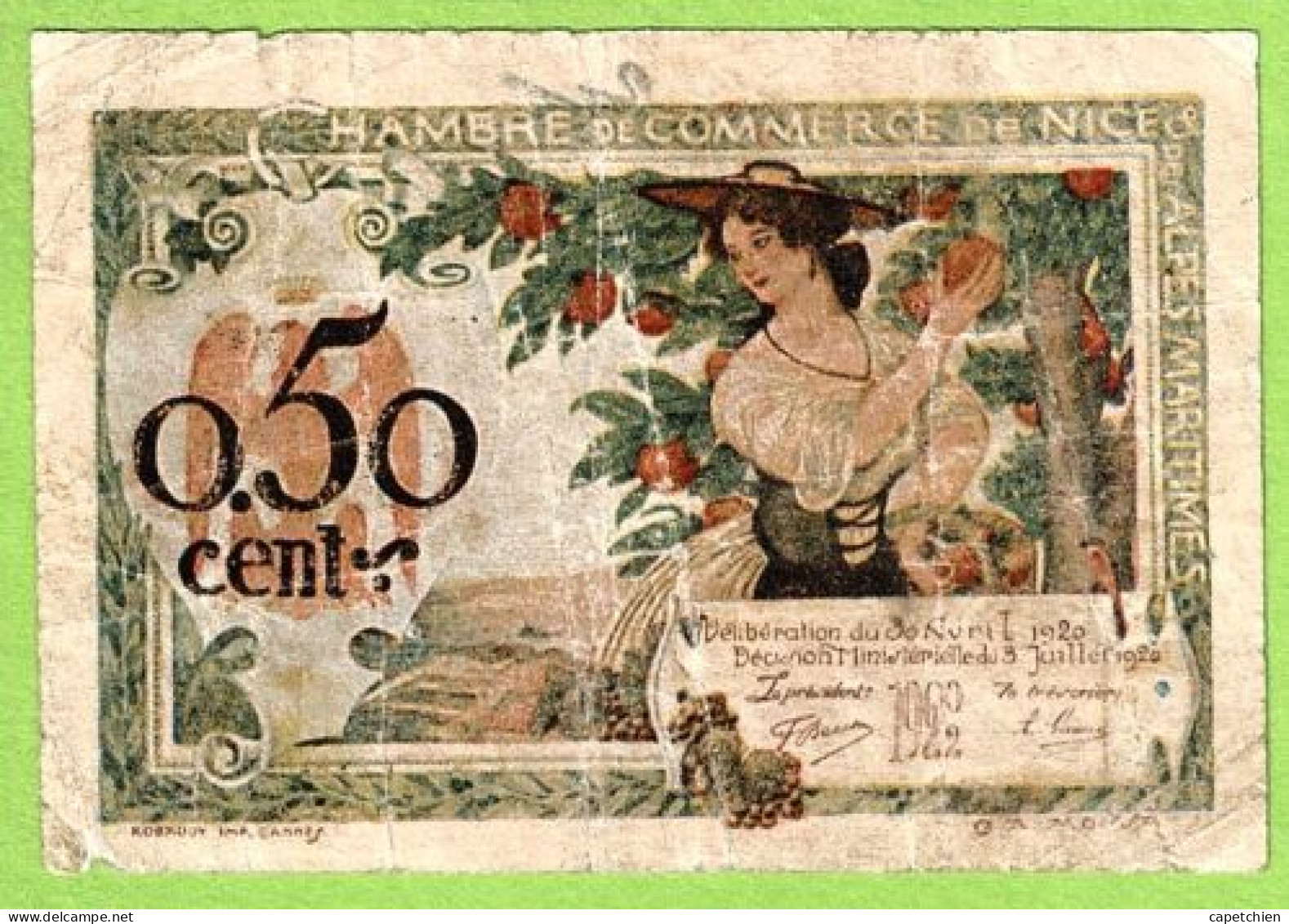 FRANCE / CHAMBRE De COMMERCE / NICE / 50 CENTIMES / 30 AVRIL 1920 / N° 0.021.714 / SERIE 253 - Chamber Of Commerce