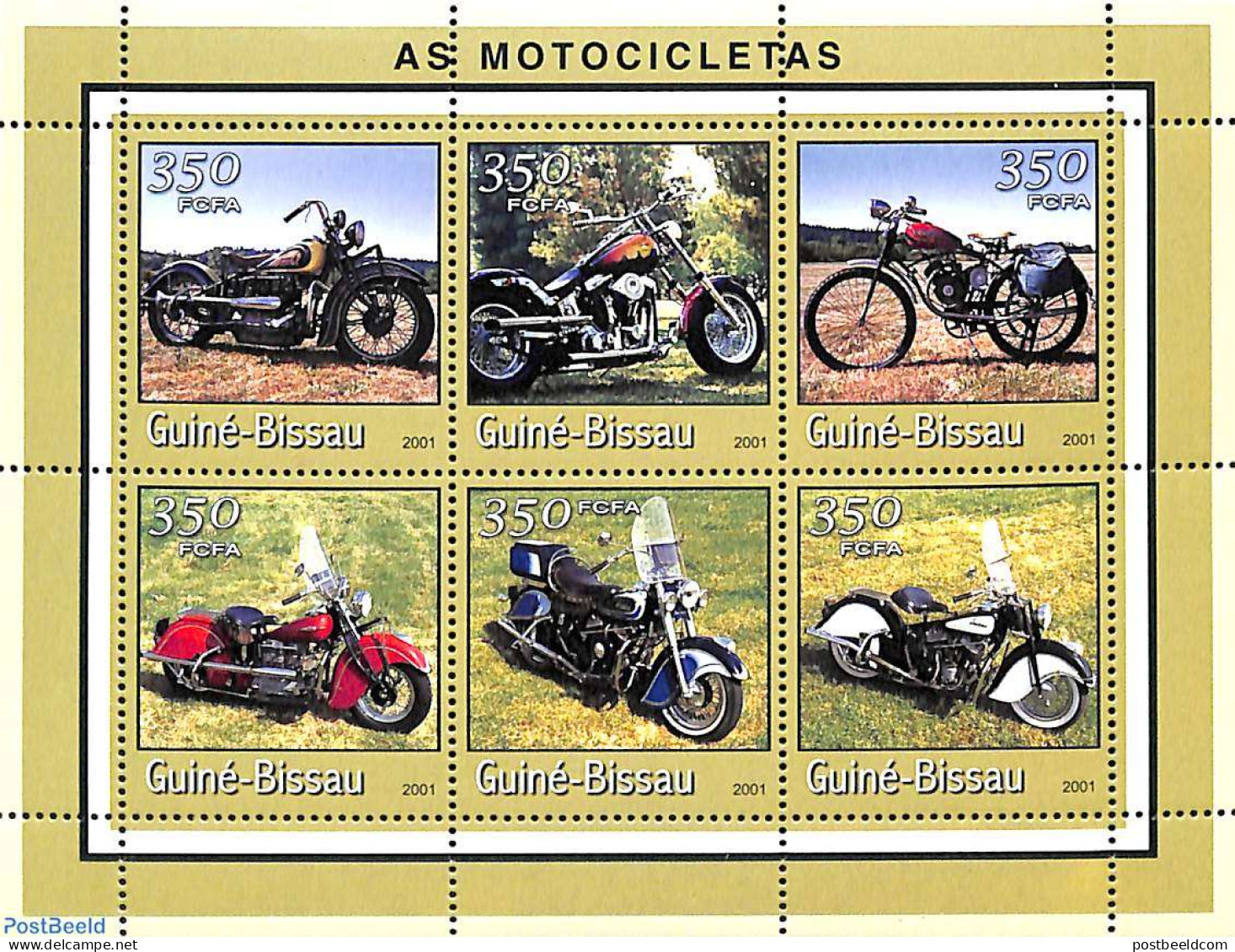 Guinea Bissau 2001 Motorcycles 6v M/s, Mint NH, Transport - Motorcycles - Motorbikes