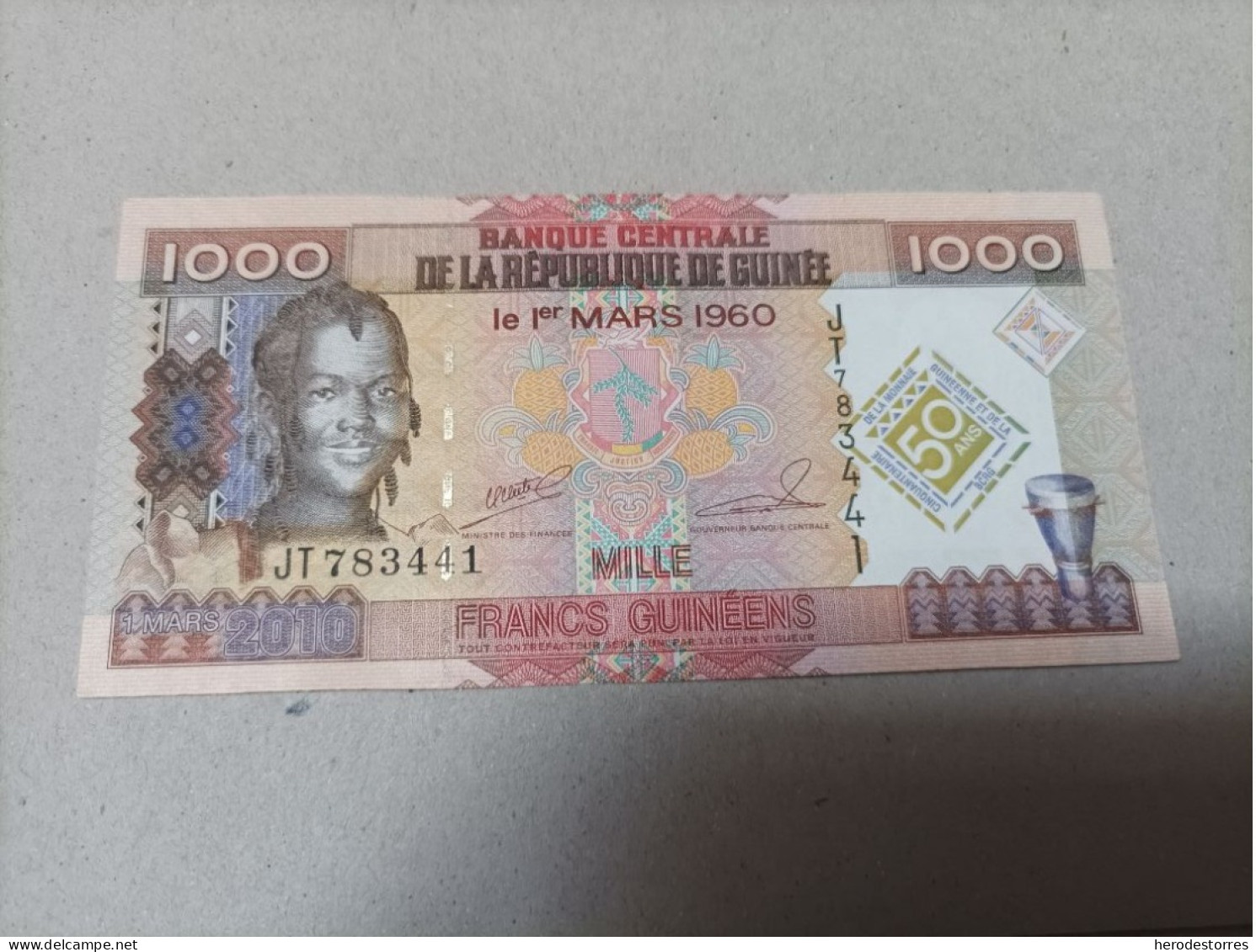 Billete Republica Guinea, 1000 Francs, Año 1960, Conmemorativo, UNC - Guinée