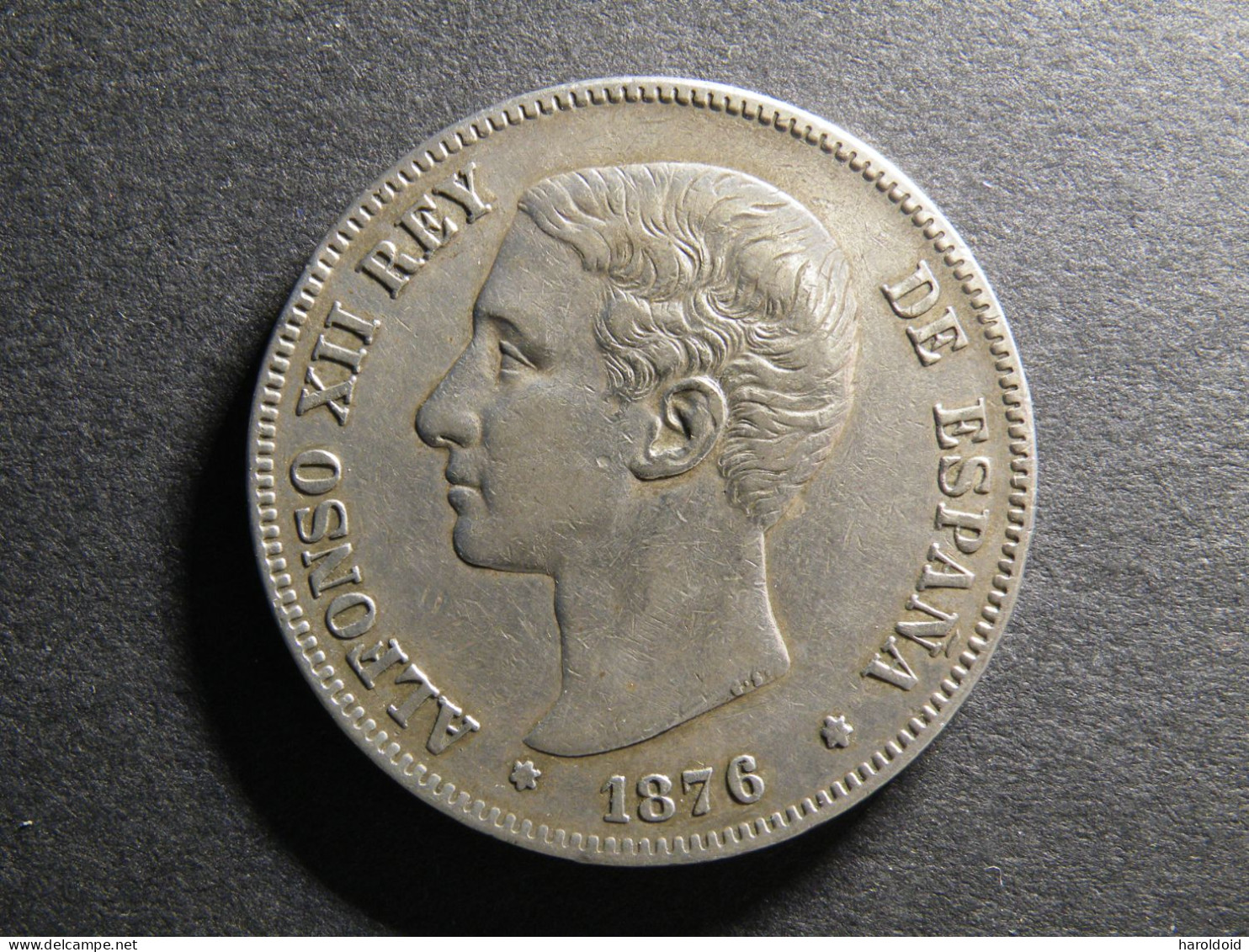 ESPAGNE - 5 PESETAS 1876 - ALFONSO XII REY - TTB/SUP - Eerste Muntslagen