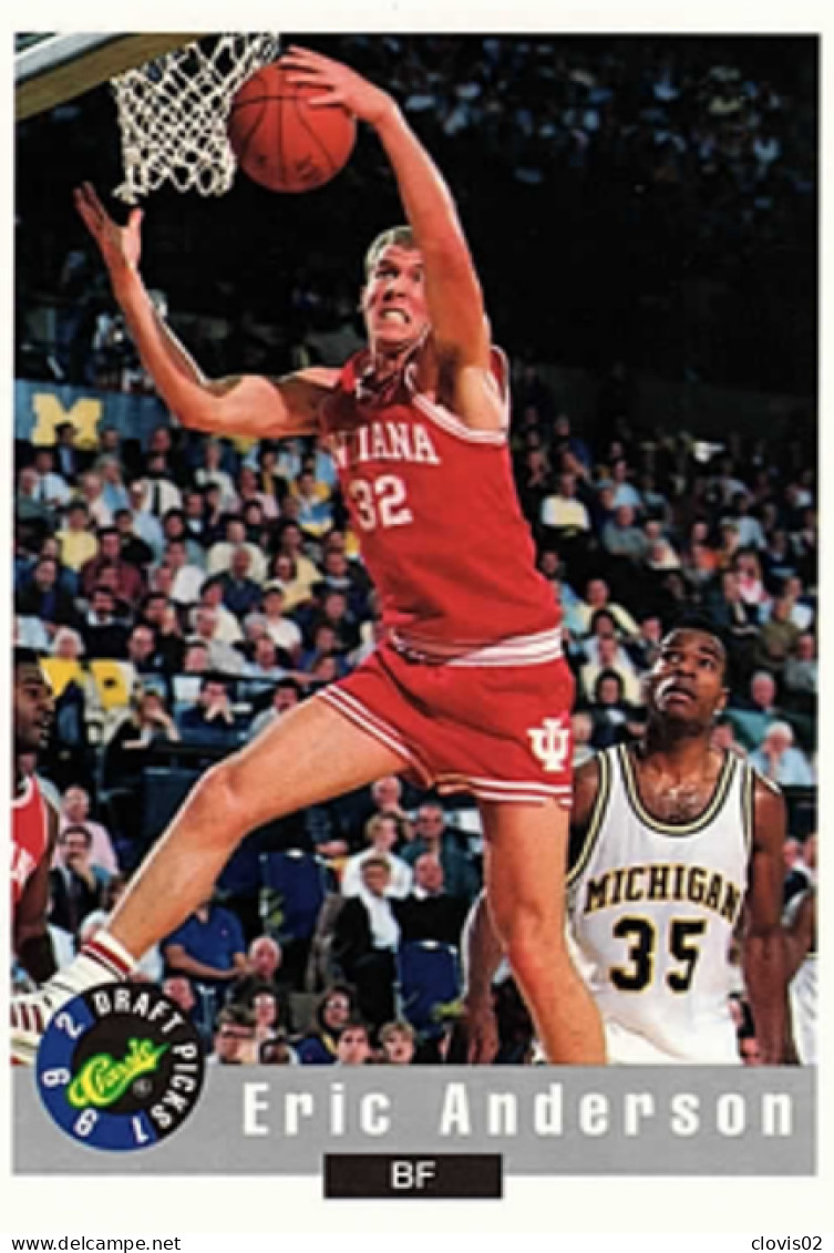52 Eric Anderson - Indiana Hoosiers - Carte NBA 1992 Classic Draft Picks Basketball - Autres & Non Classés