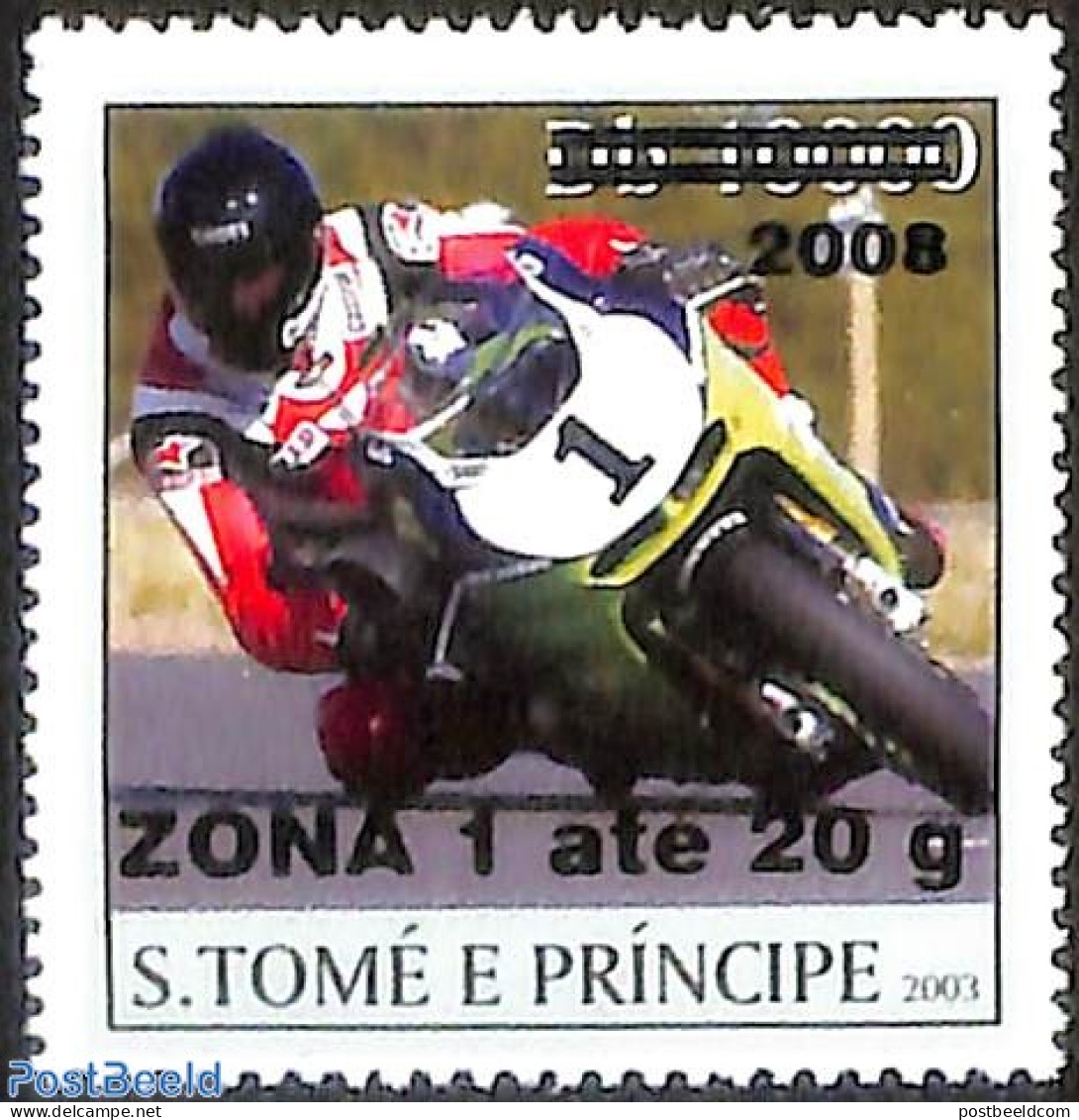 Sao Tome/Principe 2008 Motor Racing, Overprint, Mint NH, Sport - Transport - Motorcycles - Motorbikes