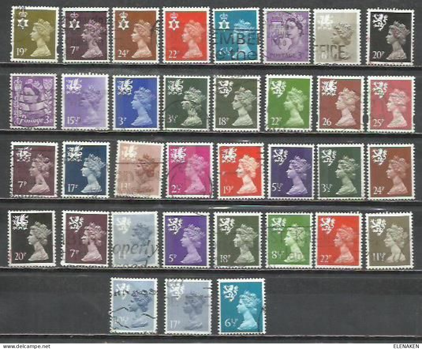 R158F-LOTE ,PEQUEÑA COLECCIÓN SELLOS ISABEL II INGLATERRA,REINO UNICO,REGIONALES.TODOS DIFERENTES. LOTE ,PEQUEÑA COLECCI - Altri & Non Classificati