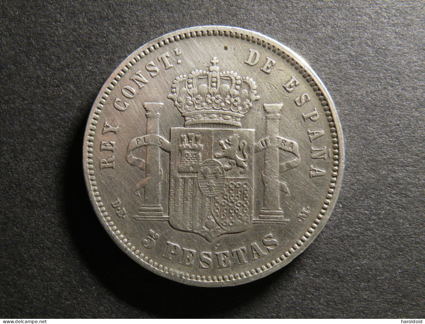 ESPAGNE - 5 PESETAS 1877 - ALFONSO XII - Eerste Muntslagen