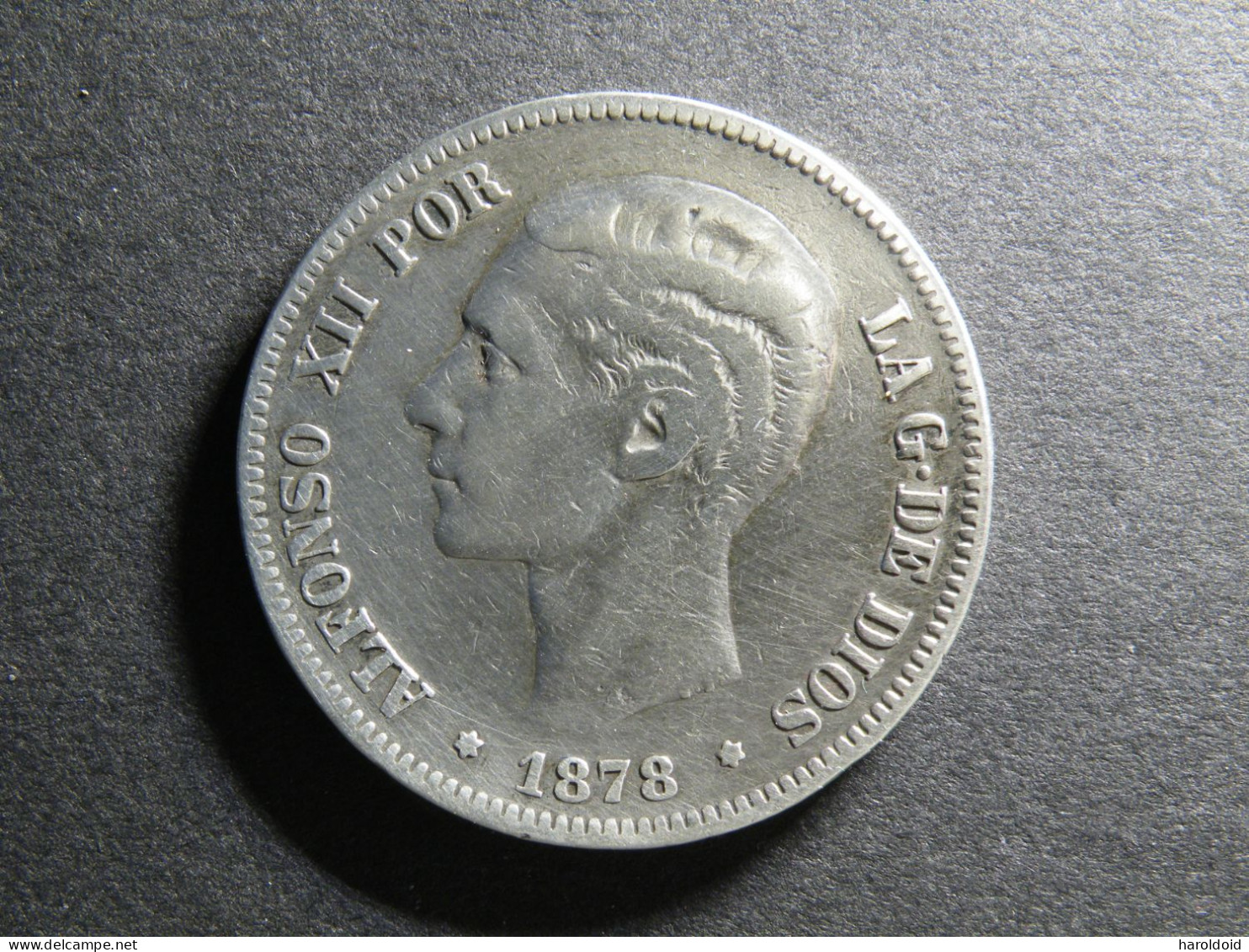 ESPAGNE - 5 PESETAS 1878 - ALFONSO XII - First Minting