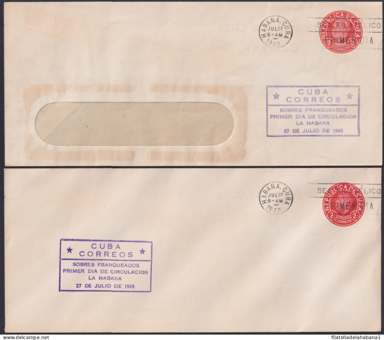 1949-EP-199 CUBA REPUBLICA 1949 LG2193 FDC VIOLET COVER POSTAL STATIONERY.  - Autres & Non Classés