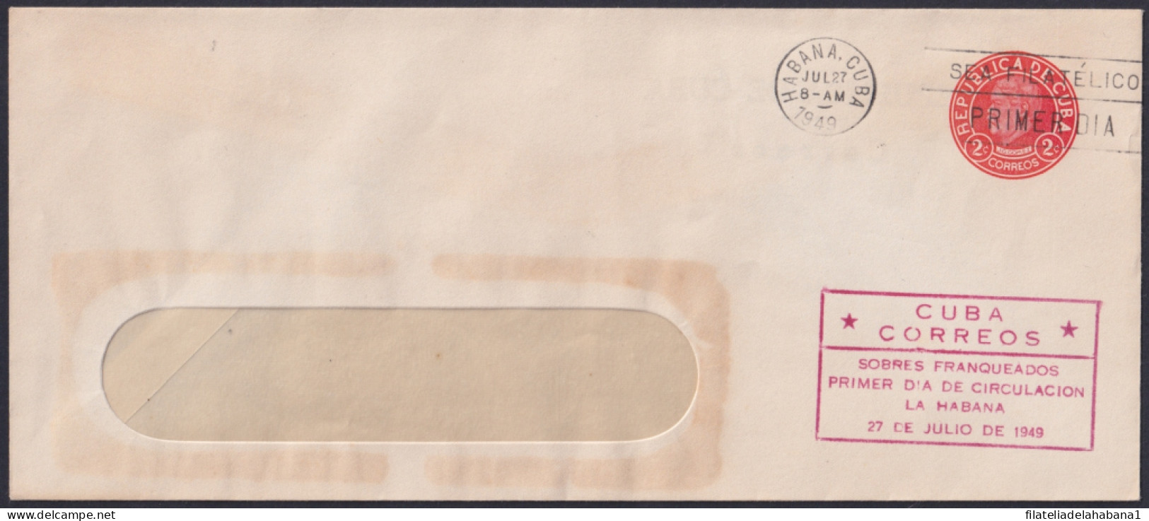 1949-EP-199 CUBA REPUBLICA 1949 LG2193 FDC VIOLET COVER POSTAL STATIONERY.  - Altri & Non Classificati