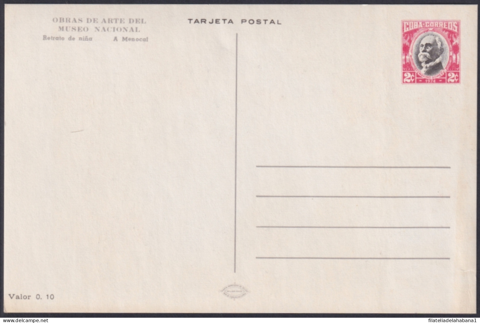 1974-EP-132 CUBA 1974 POSTAL STATIONERY M. GOMEZ. ART MENOCAL CHILDREN UNUSED.  - Other & Unclassified