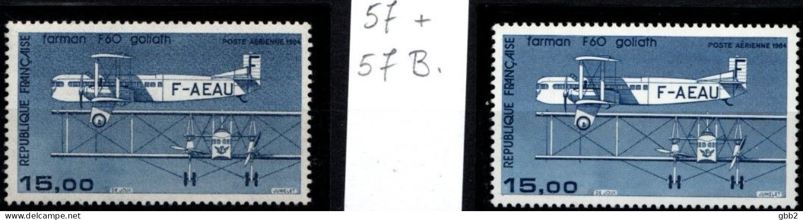 FRANCE - Poste Aérienne N° 57 + 57B Neuf LUXE**. Paire Proposée SOUS FACIALE. - 1960-.... Neufs