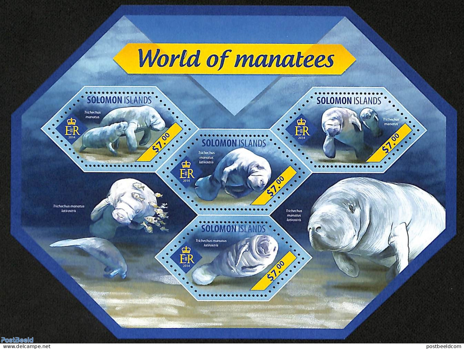 Solomon Islands 2014 World Of Manatees, Mint NH, Nature - Sea Mammals - Solomoneilanden (1978-...)