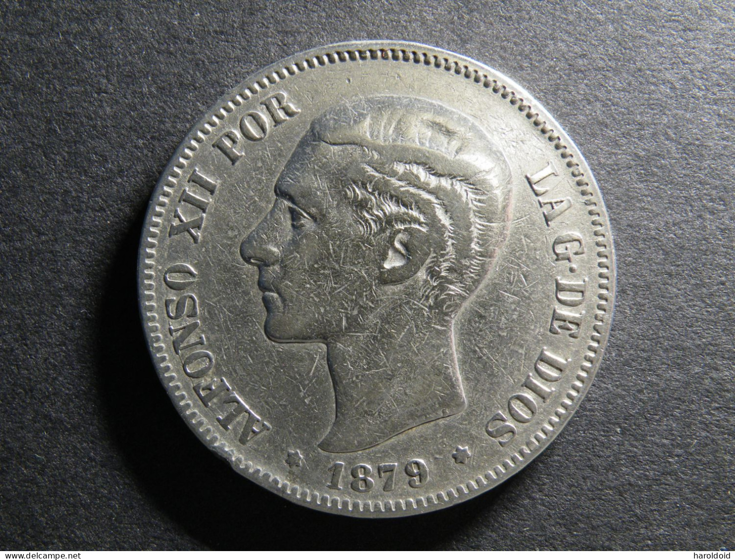 ESPAGNE - 5 PESETAS 1879 - ALFONSO XII - First Minting