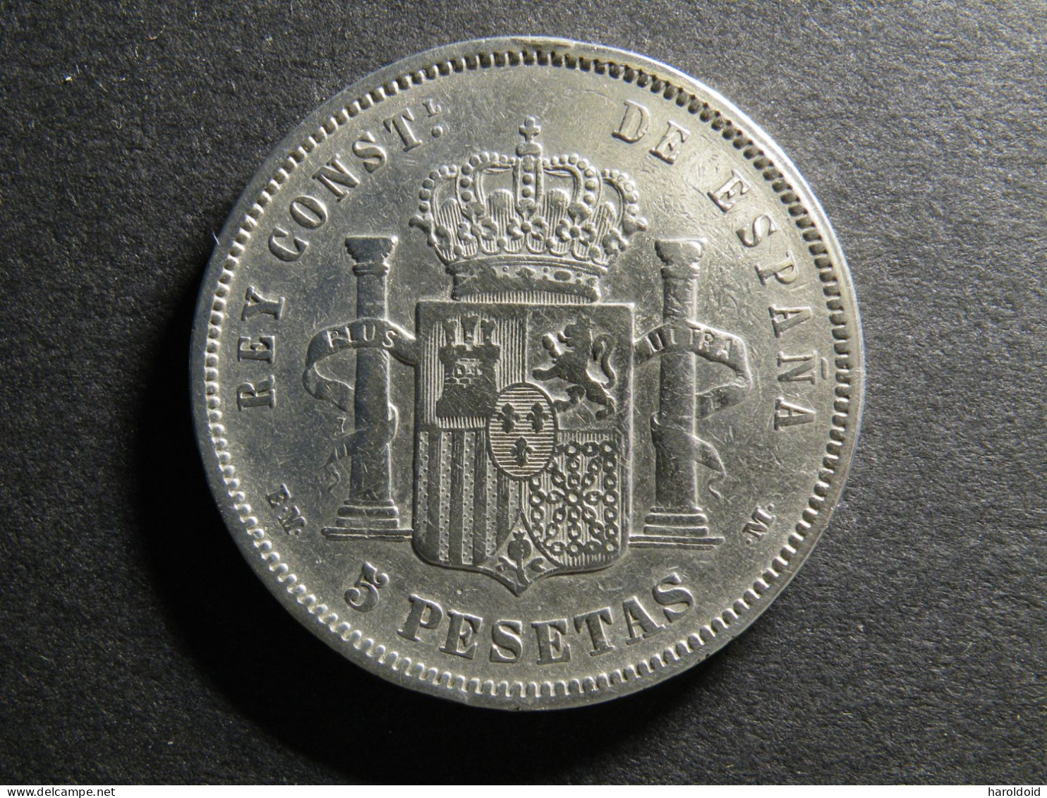 ESPAGNE - 5 PESETAS 1879 - ALFONSO XII - First Minting