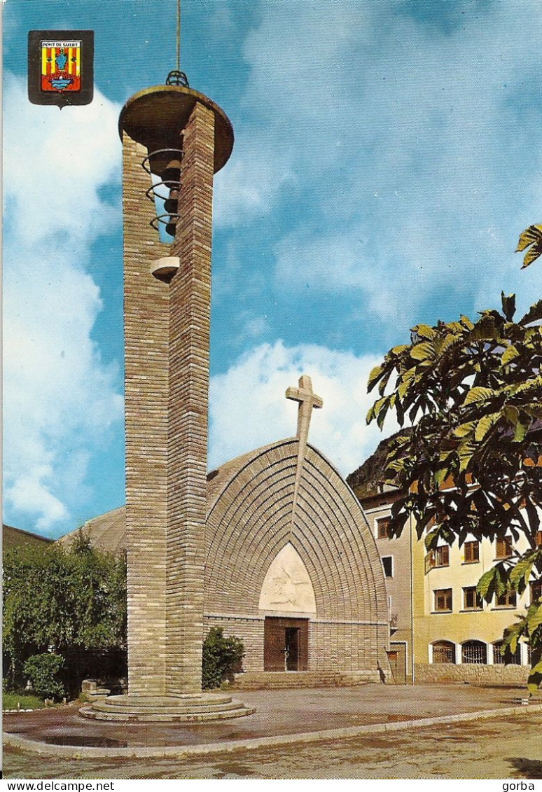 *CPM -  ESPAGNE - CATALOGNE - Vall Del Ribagorçana - Eglise Paroissial De Pont De Suert - Blason - Lérida