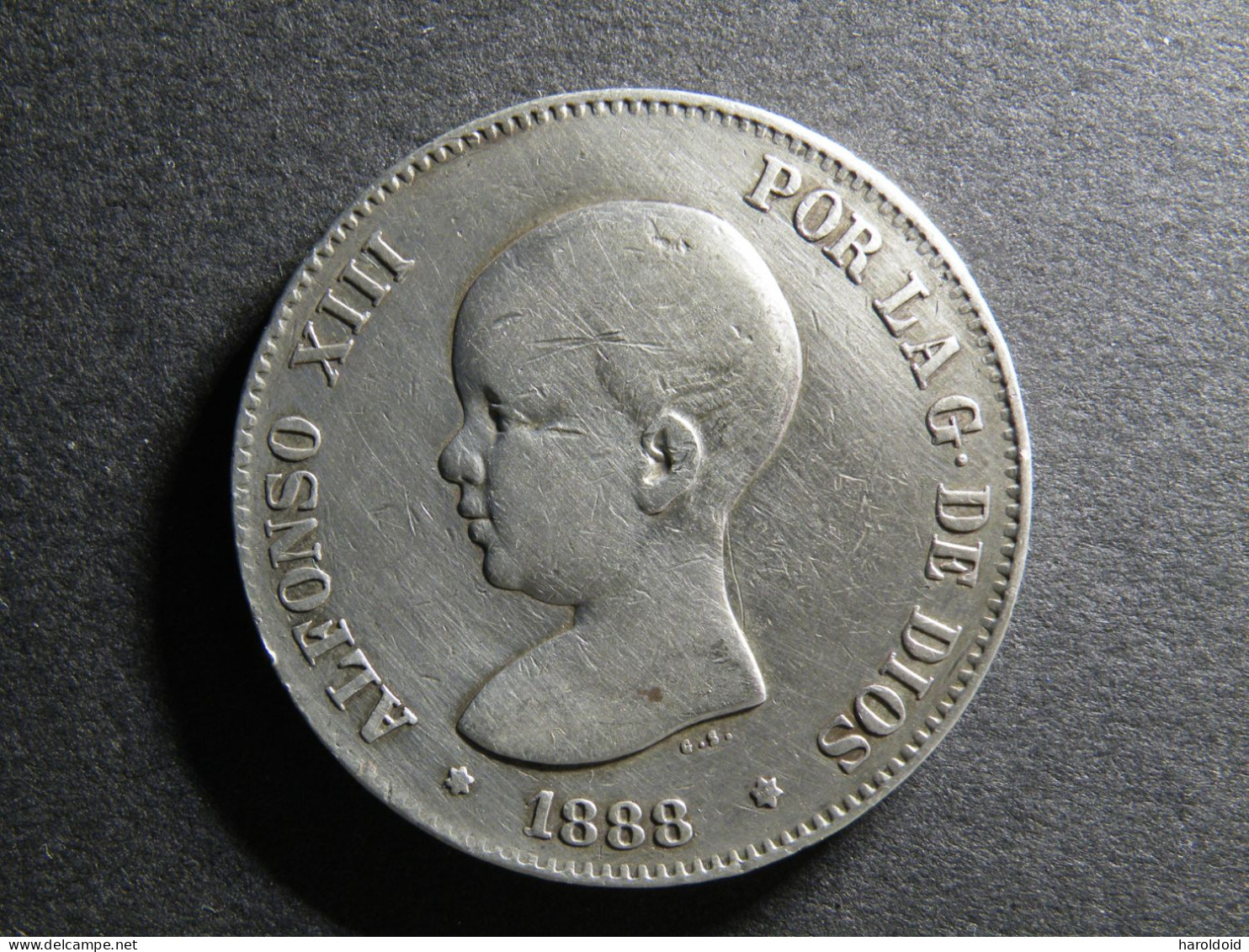 ESPAGNE - 5 PESETAS 1888 - ALFONSO XIII - First Minting