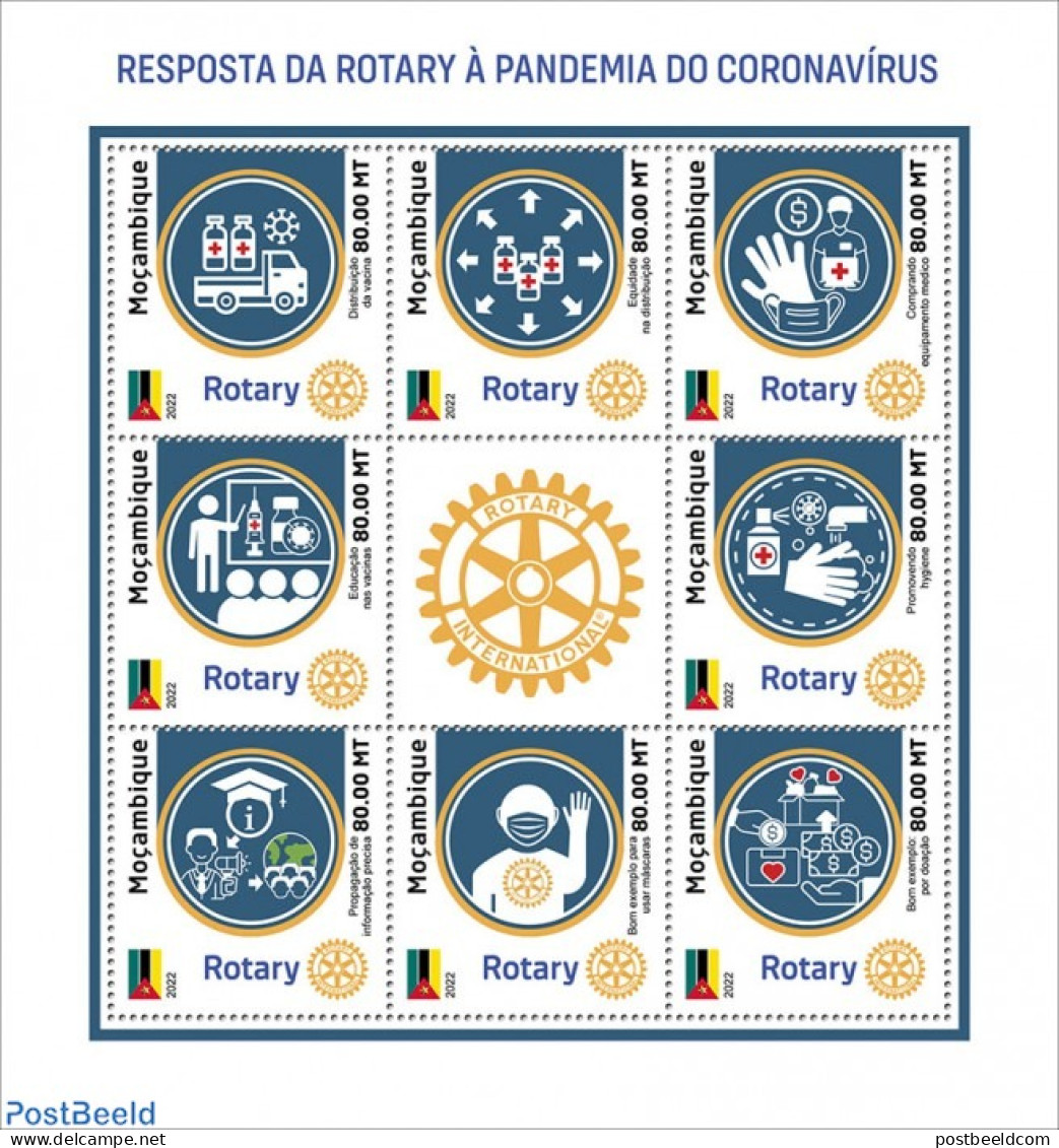 Mozambique 2022 Rotary's Response To The Coronavirus Pandemic, Mint NH, Health - Various - Health - Rotary - Corona/Co.. - Rotary, Lions Club