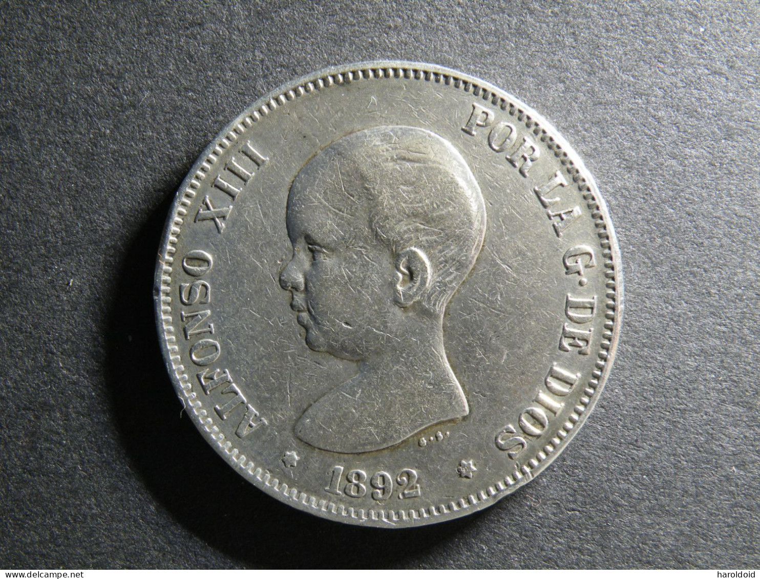 ESPAGNE - 5 PESETAS 1892 - ALFONSO XIII - First Minting