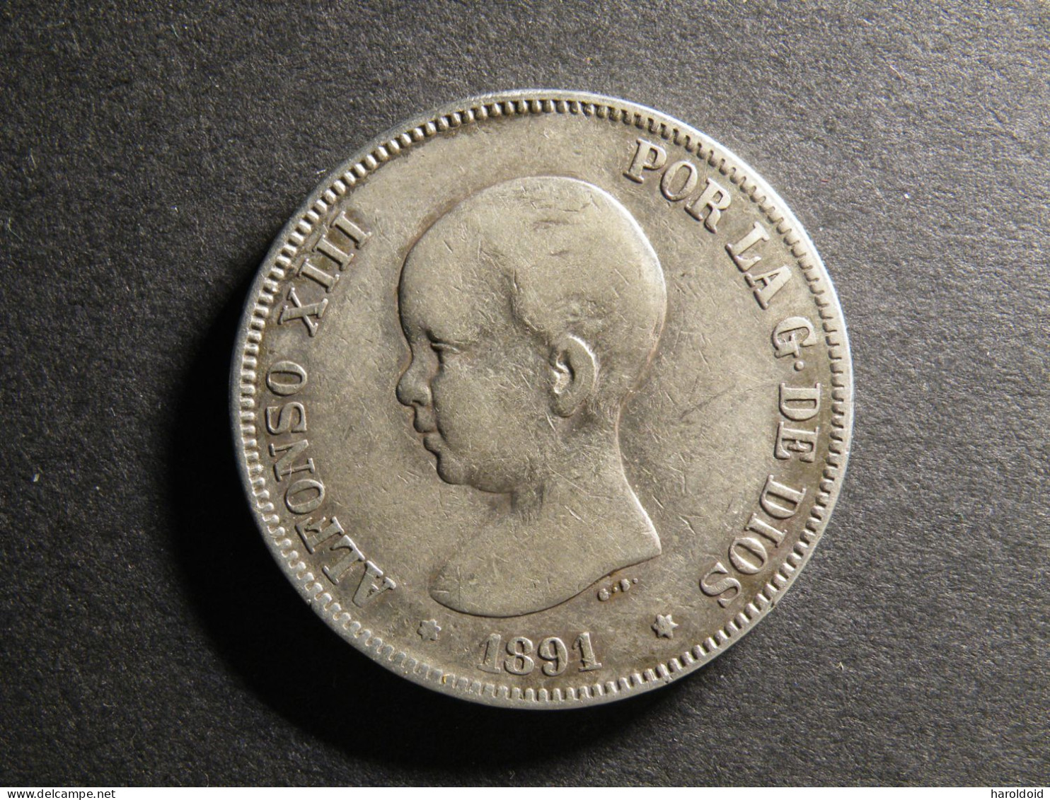 ESPAGNE - 5 PESETAS 1891 - ALFONSO XIII - Eerste Muntslagen