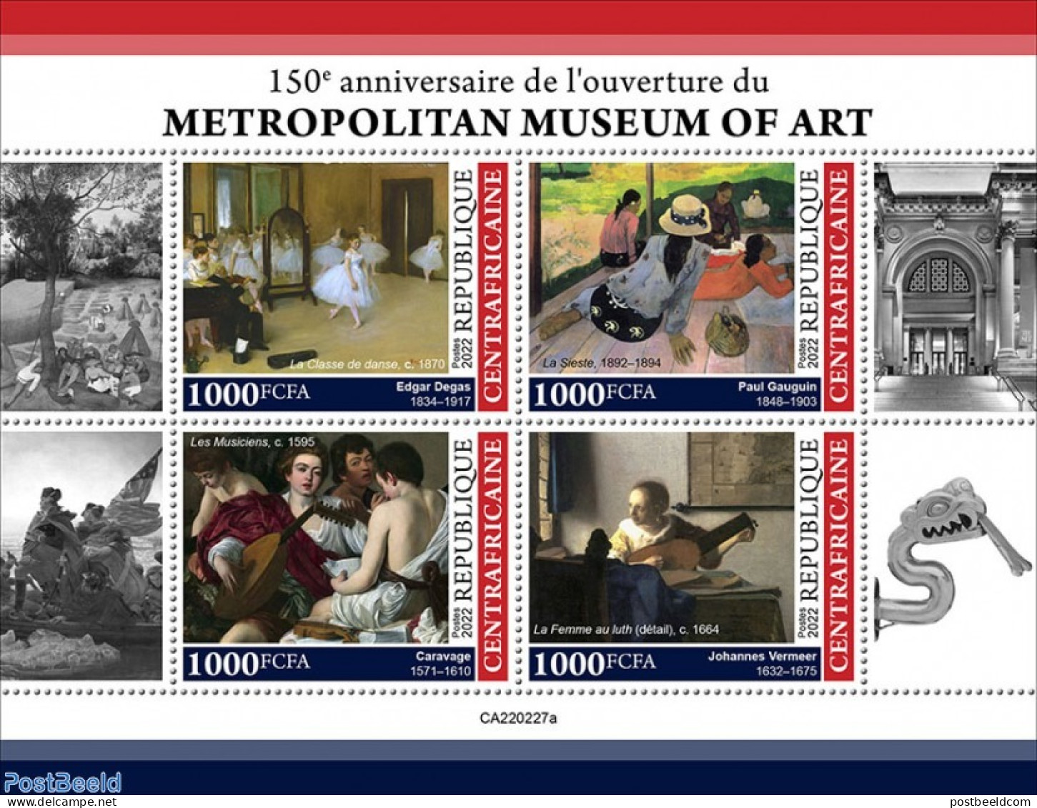 Central Africa 2022 150th Anniversary Of The Opening Of Metropolitan Museum Of Art, Mint NH, Art - Museums - Musées