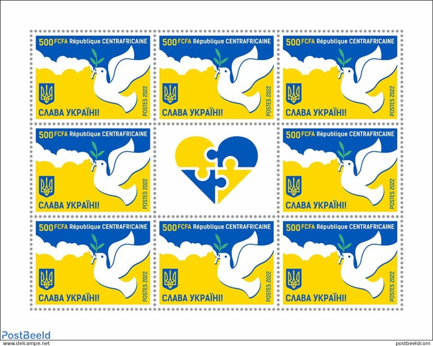 Central Africa 2022 Peace For Ukraine, Mint NH, History - Peace - Central African Republic