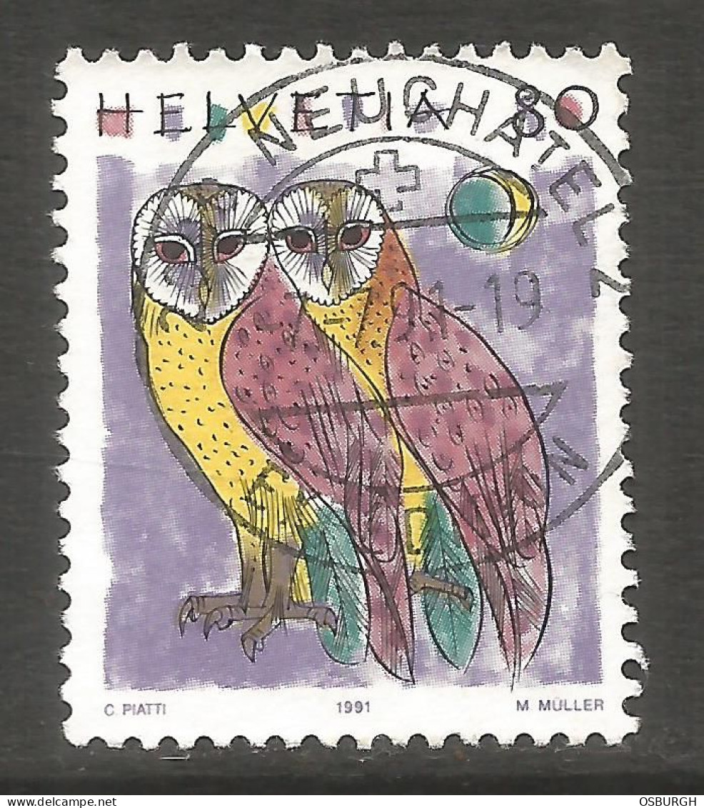 SWITZERLAND. 80c OWL USED NEUCHATEL POSTMARK. - Oblitérés