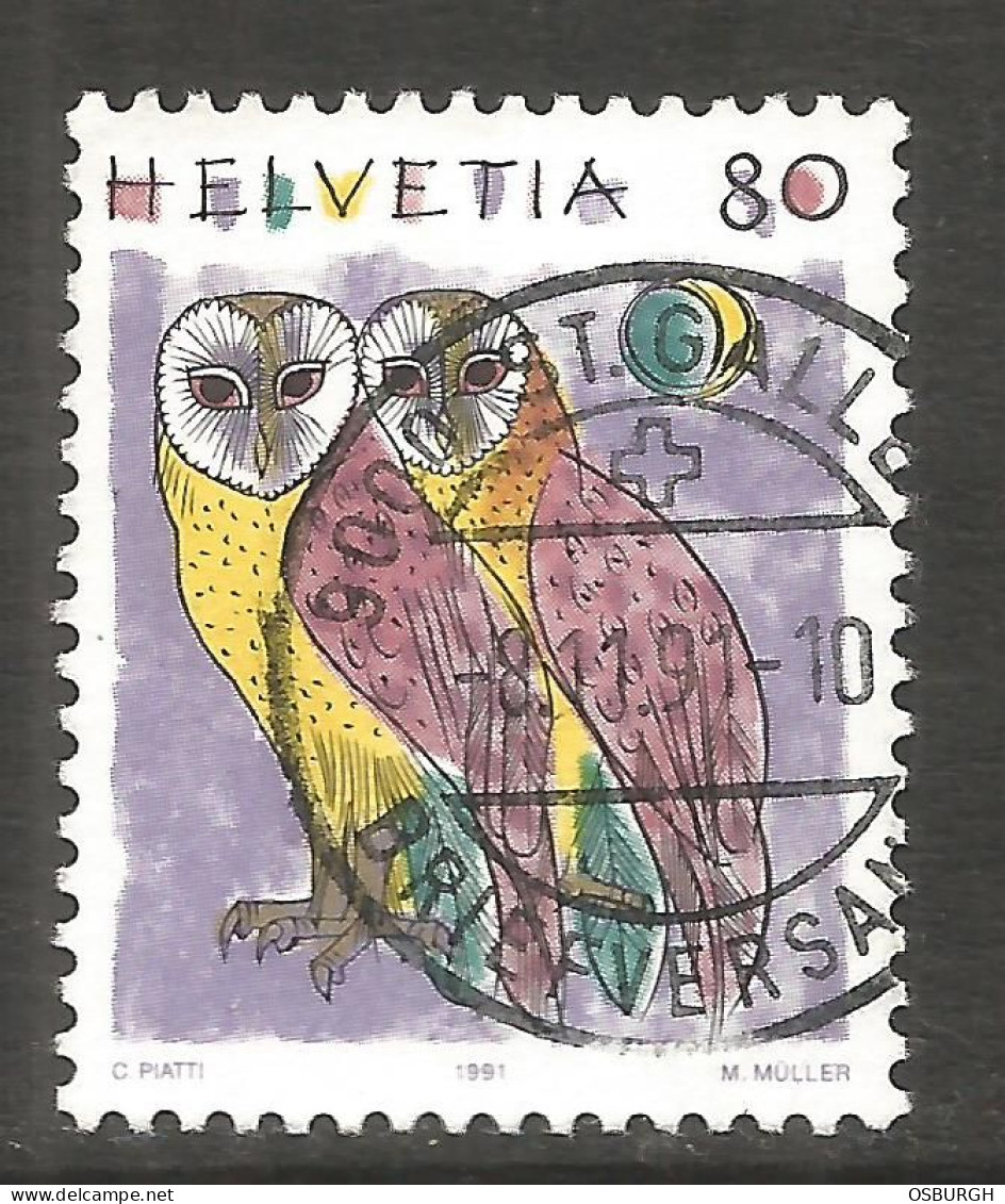 SWITZERLAND. 80c OWL USED ST GALLEN POSTMARK. - Used Stamps