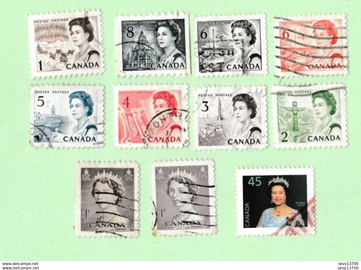 Canada Lot De 36 Timbres Reine Elisabeth II Et 1 Timbre De La Reine Victoria - Sonstige & Ohne Zuordnung