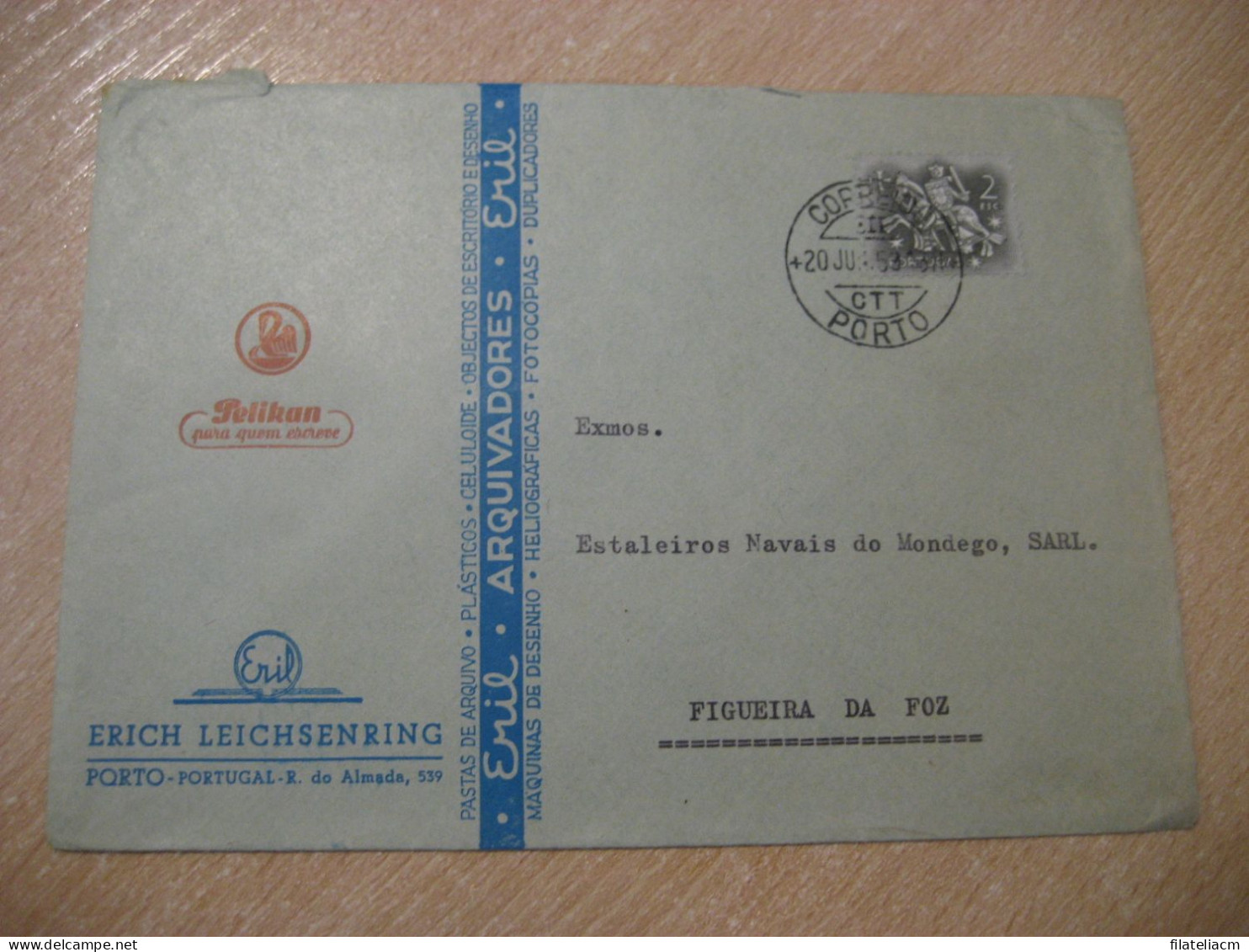 PORTO 1953 ? To Figueira Da Foz Cancel PELIKAN Slight Damaged Cover PORTUGAL - Lettres & Documents