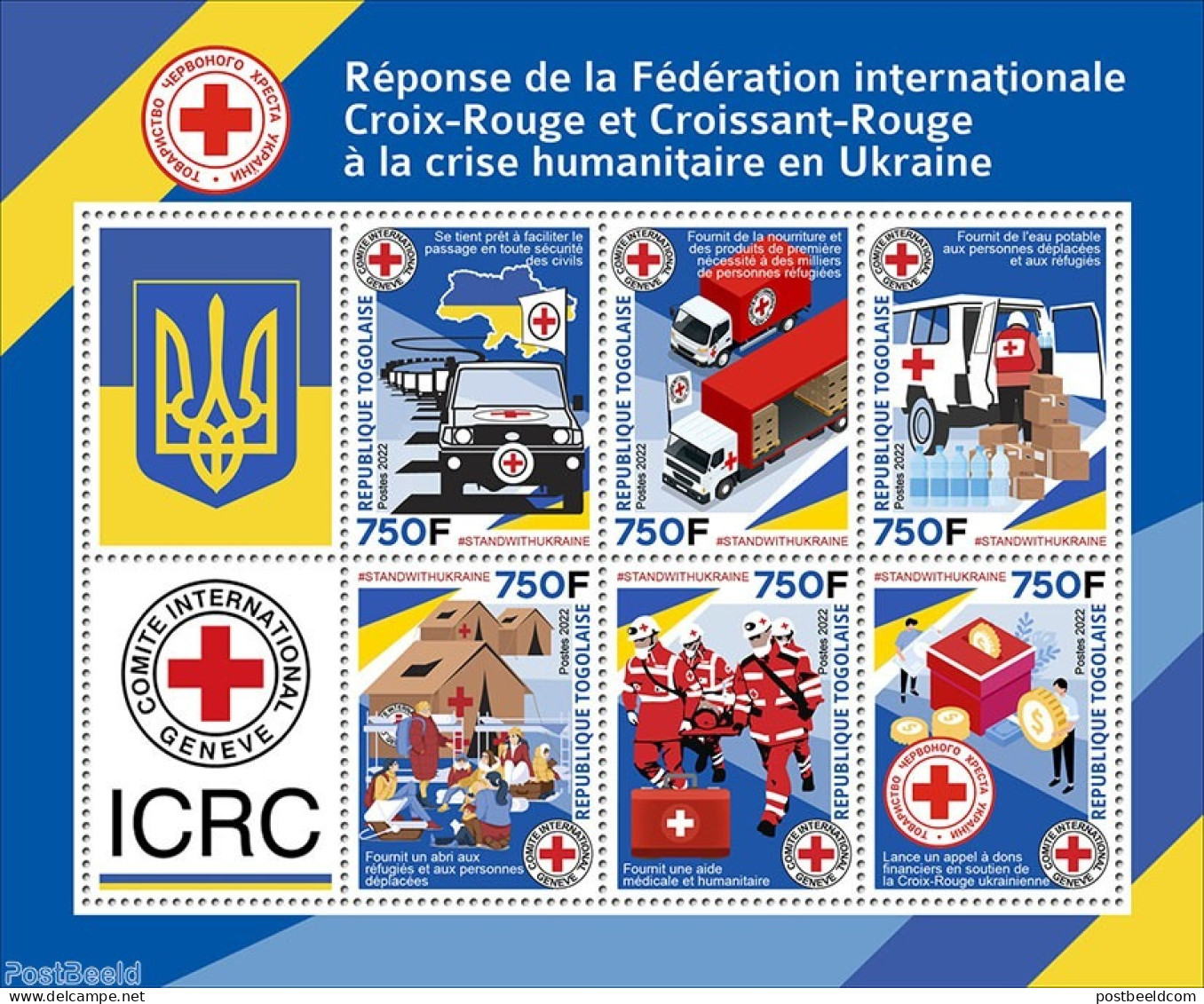 Togo 2022 Red Cross Responds To Ukraine Crisis, Mint NH, Health - Transport - Red Cross - Croix-Rouge