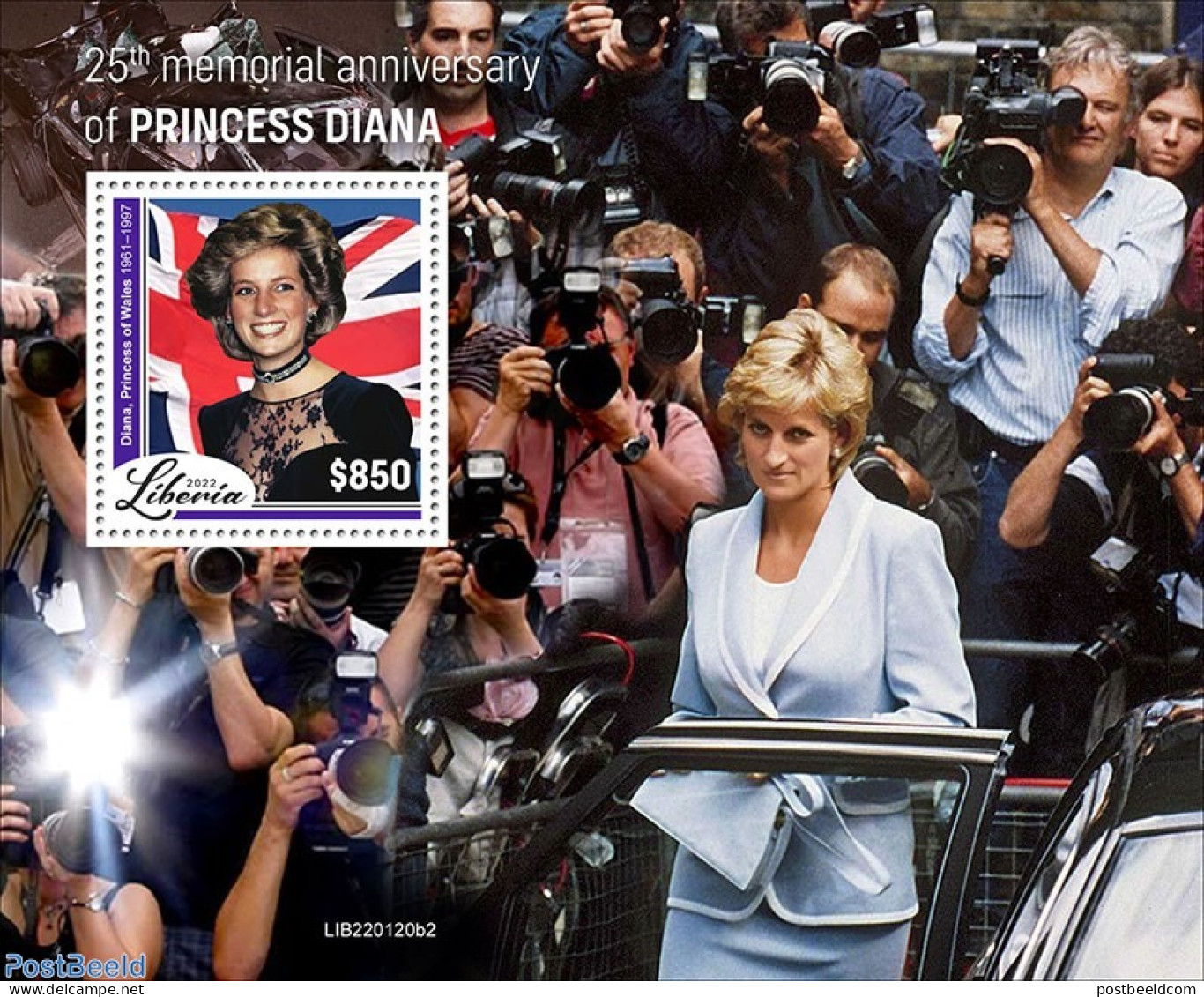 Liberia 2022 25th Memorial Anniversary Of Princess Diana, Mint NH, History - Charles & Diana - Flags - Familles Royales