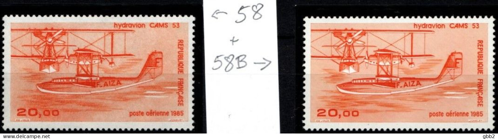 FRANCE - Poste Aérienne N° 58 + 58B Neuf LUXE**. Paire Proposée SOUS FACIALE. - 1960-.... Neufs