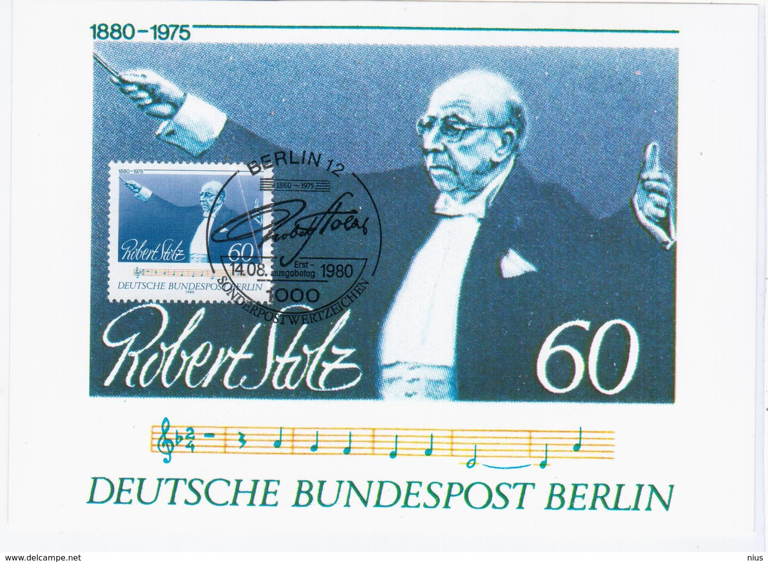 Germany Deutschland 1980 Maximum Card "Robert Stolz" Composer Compositeur Music Musik, Berlin - 1961-1980