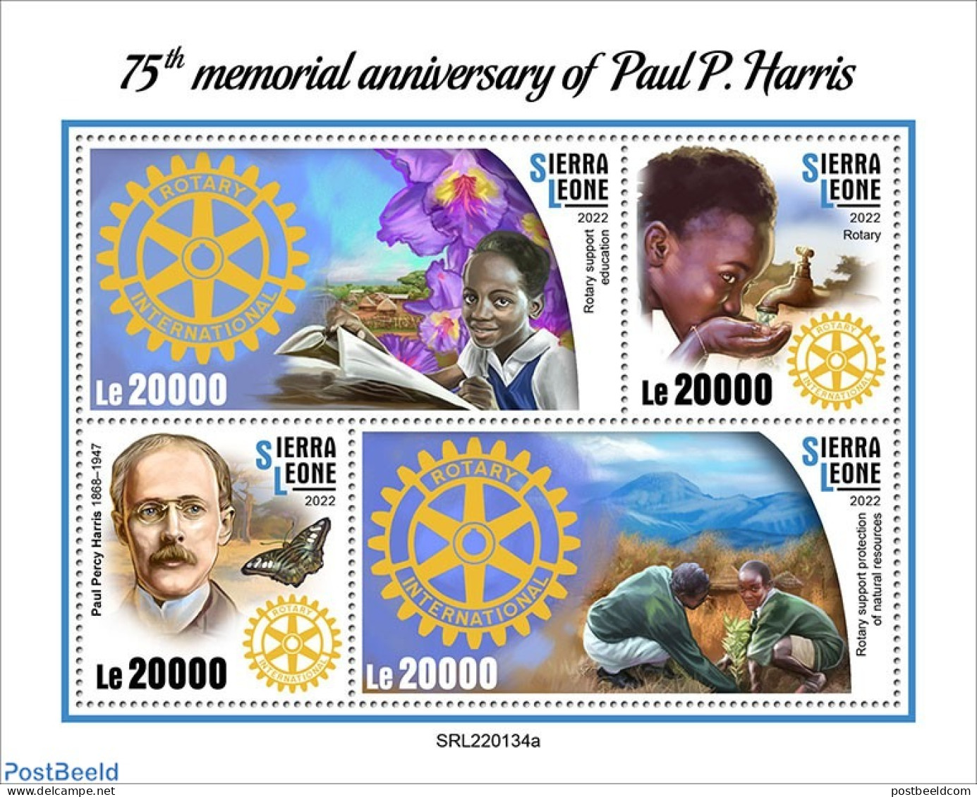 Sierra Leone 2022 75th Memorial Anniversary Of Paul P. Harris, Mint NH, Various - Rotary - Rotary, Lions Club
