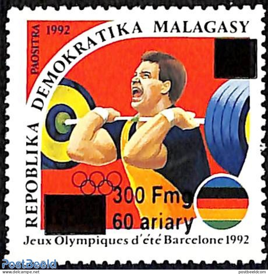 Madagascar 1998 Olympic Games, Overprint, Mint NH, Sport - Olympic Games - Weightlifting - Halterofilia
