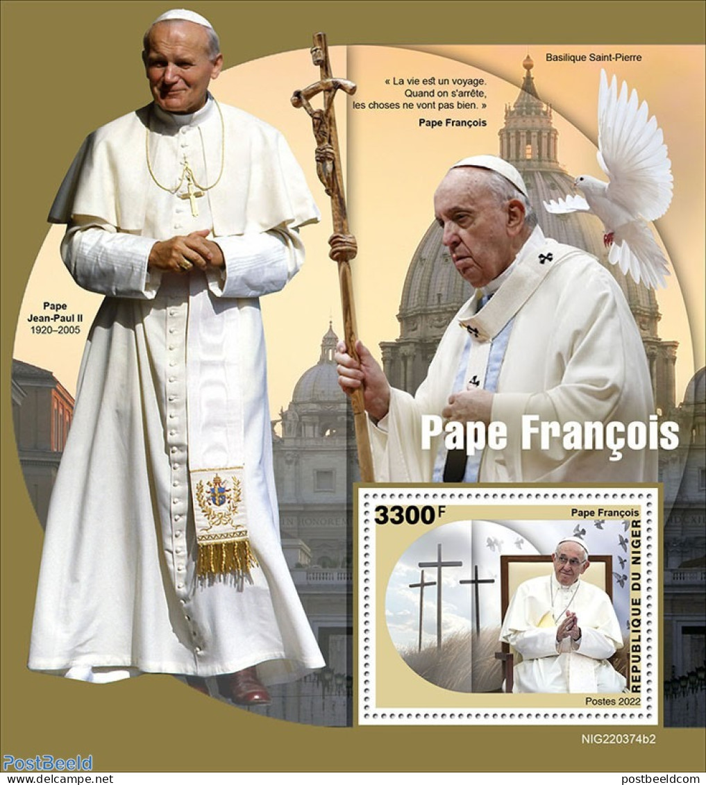 Niger 2022 Pope Francis, Mint NH, Nature - Religion - Birds - Pope - Päpste