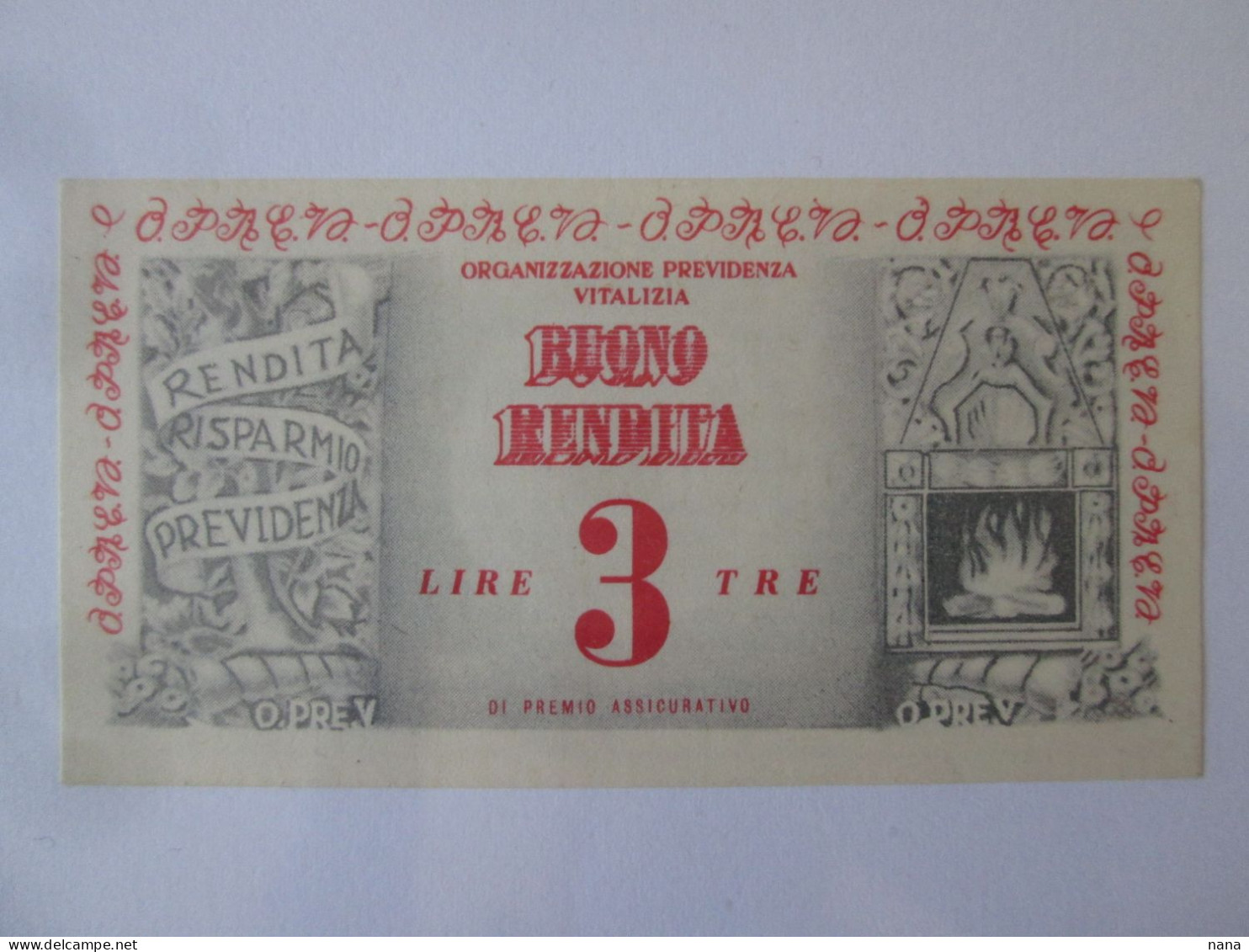 Italy 3 Lire 1959 Buono Rendita/Bonne Rente/Rental Voucher UNC See Pictures - Sonstige & Ohne Zuordnung