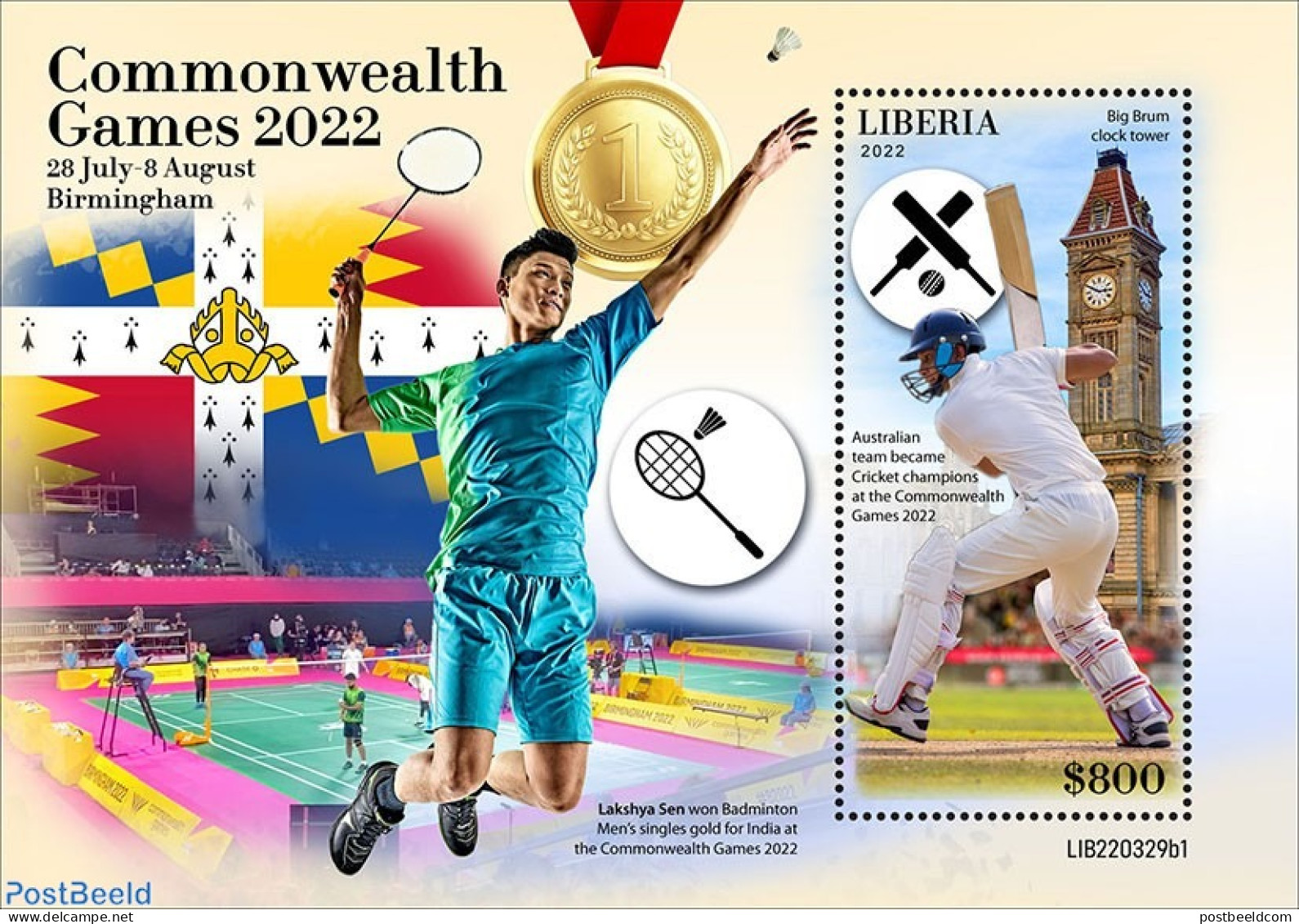 Liberia 2022 Commonwealth Games 2022, Mint NH, Sport - Badminton - Cricket - Sport (other And Mixed) - Badminton