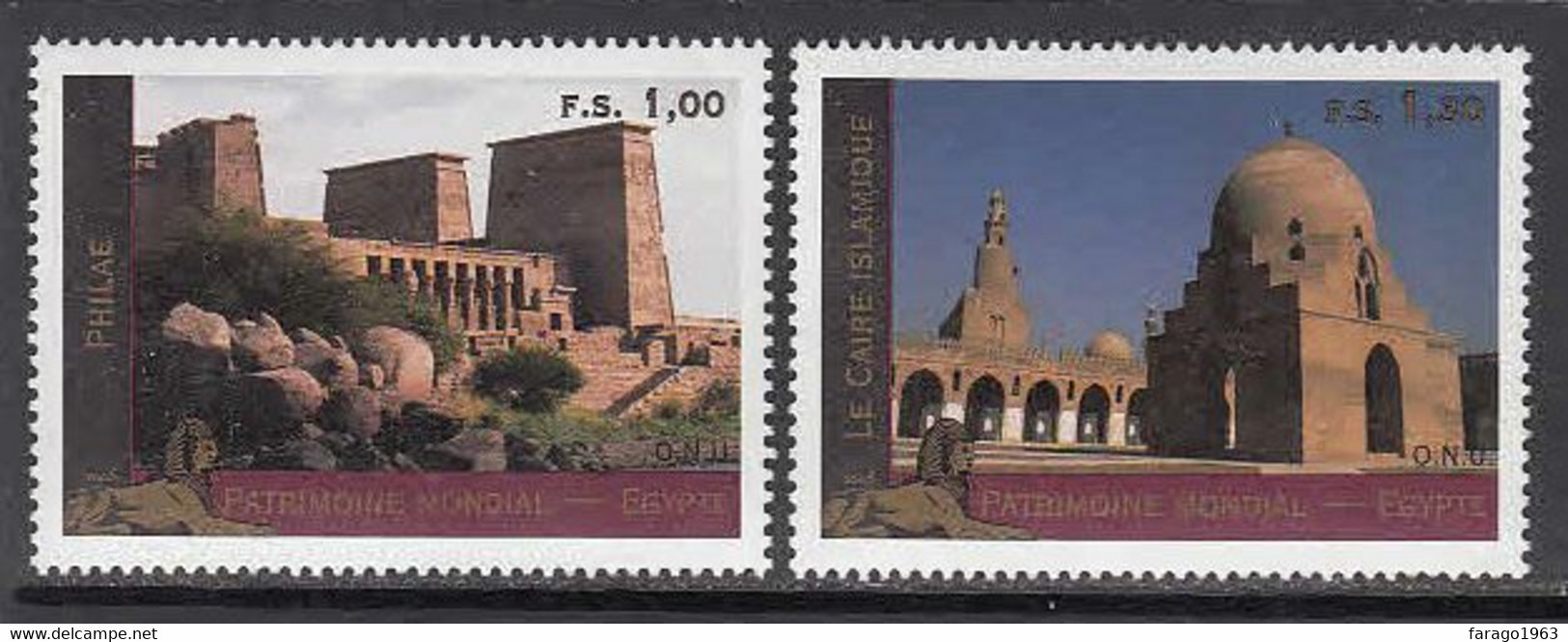 2005 United Nations Geneva World Heritage Egypt Complete Set Of 2 MNH @ BELOW FACE VALUE - Nuevos