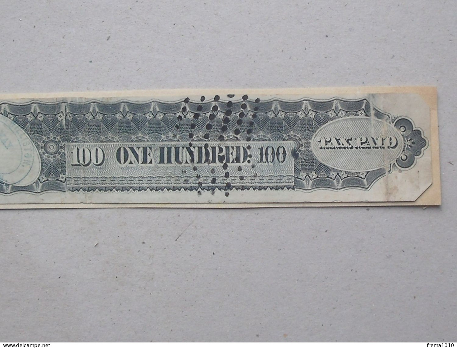 TABAC Authentique Bande Fiscale (TAXE PAYEE) De 1871 Pour Cigarettes Ou Alcool ? Des Etats-Unis: Timbre - Grand Format - Andere & Zonder Classificatie