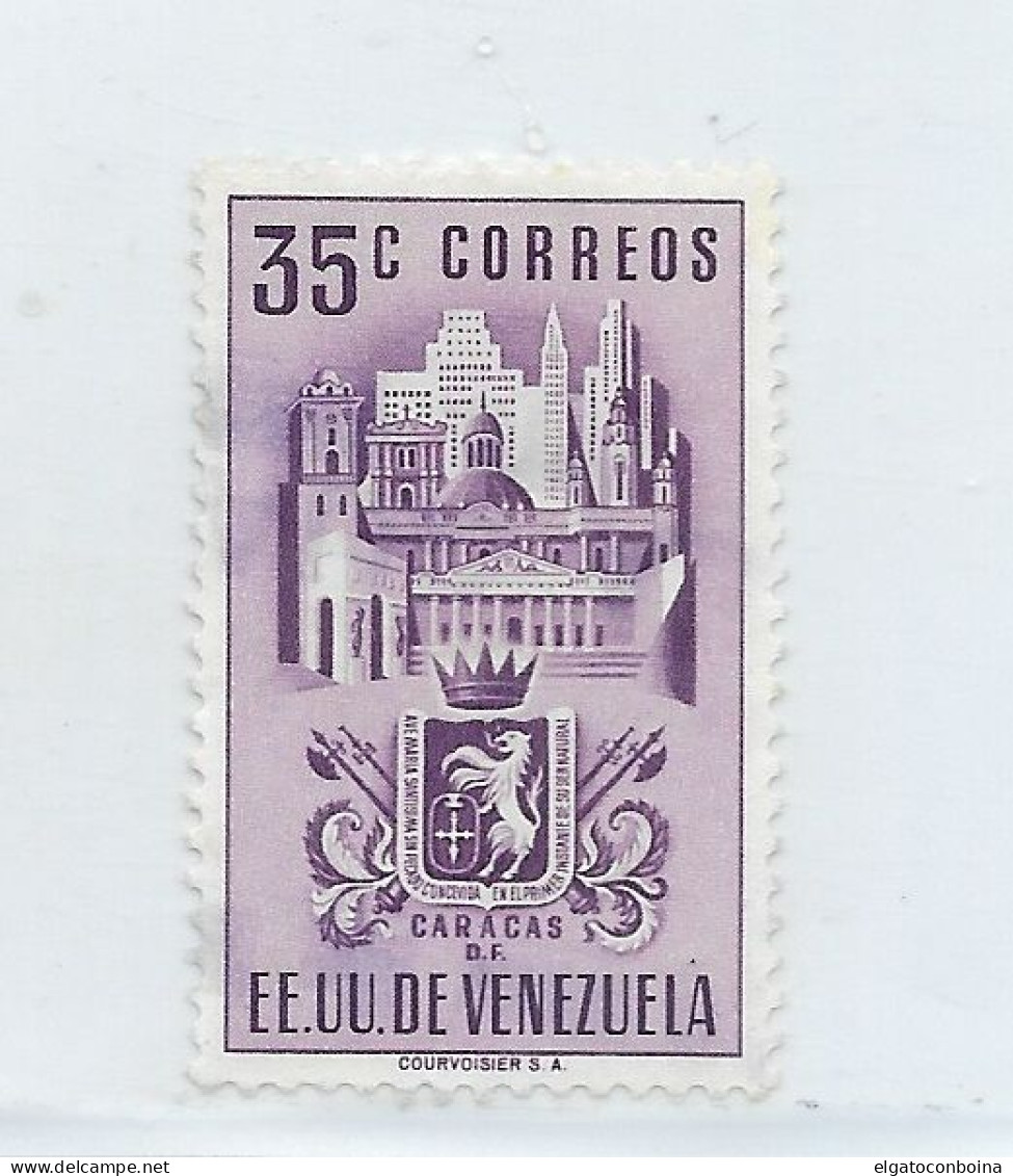 VENEZUELA 1951 CARACAS AND BUILDING HIGH VALUE 35C PURPLE SC491 MI621  USED - Venezuela