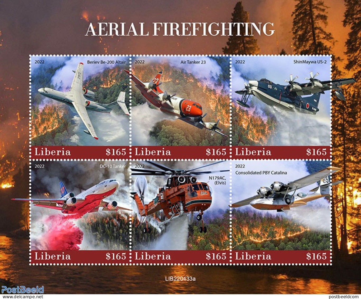 Liberia 2022 Aerial Firefighting, Mint NH, Sport - Transport - Mountains & Mountain Climbing - Fire Fighters & Prevent.. - Arrampicata