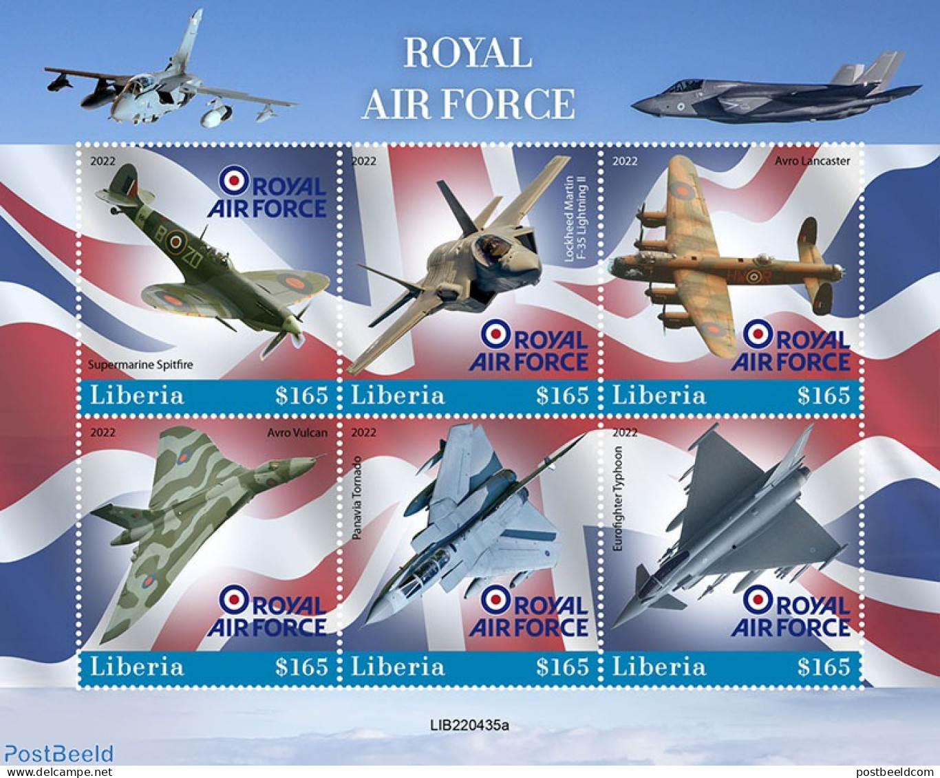 Liberia 2022 Royal Air Force, Mint NH, History - Transport - Flags - Militarism - Aircraft & Aviation - Militaria