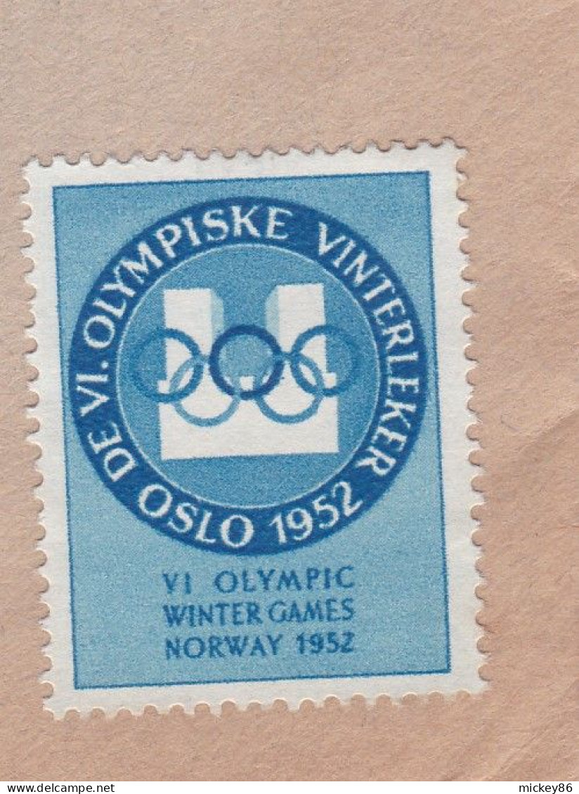 Norvège -1952--Lettre D'OSLO Pour PARIS-17° (France)-belle  EMA  Paus & Paus..vignette Jeux Olympiques D'hiver OSLO 1952 - Lettres & Documents