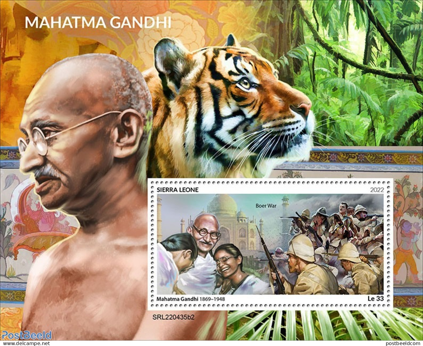 Sierra Leone 2022 Mahatma Gandhi, Mint NH, History - Nature - Gandhi - Militarism - Cat Family - Mahatma Gandhi