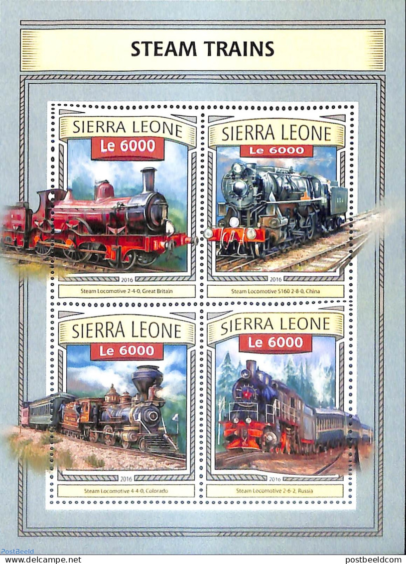 Sierra Leone 2016 Steam Trains, Mint NH, Transport - Railways - Treni