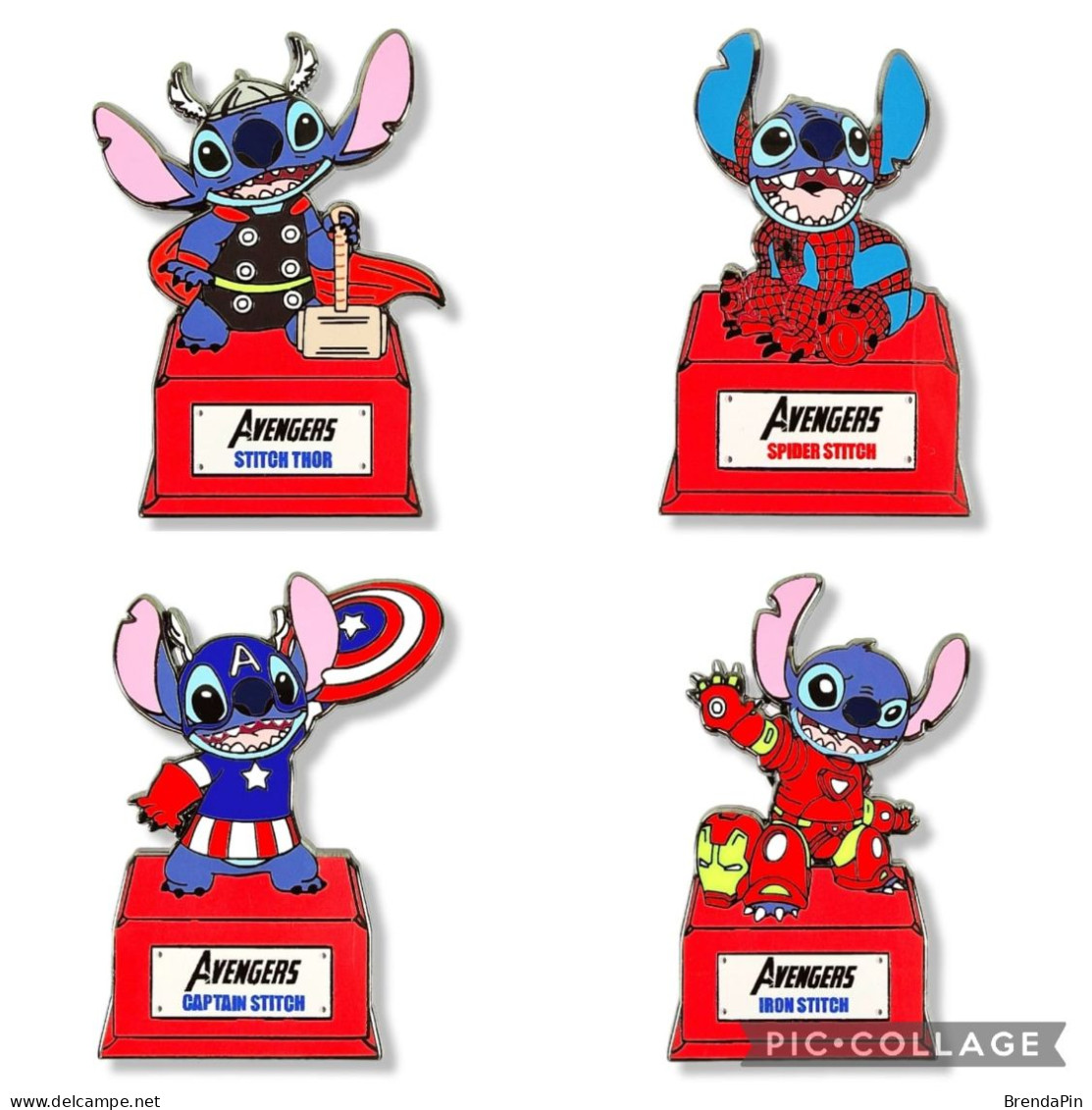 STITCH Disney Fantasy AVENGERS 4 PIN SET - 6,3 Cms. Tall - Disney