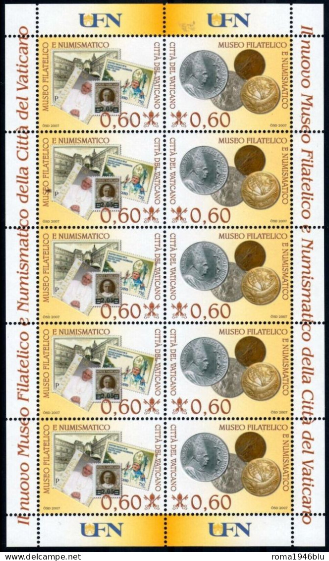 VATICANO 2007 MUSEO FILATELICO 1 MINIFOGLIO ** MNH - Blocks & Sheetlets & Panes