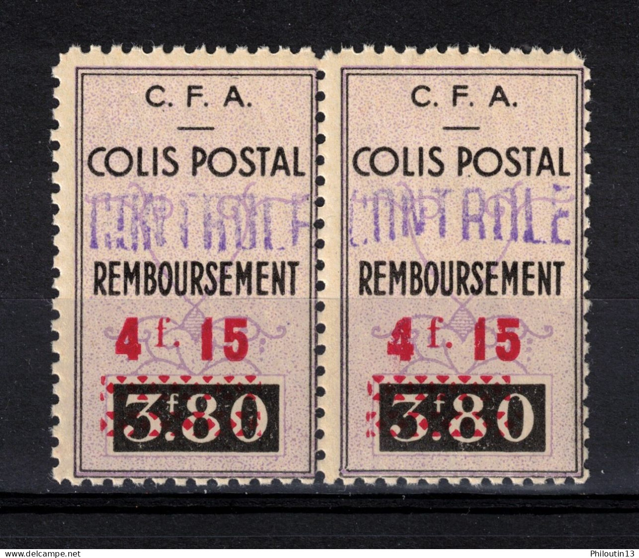Algérie Colonies Françaises Colis Postaux  Paire N° 77a ** / MNH  Scan Recto / Verso - Paketmarken