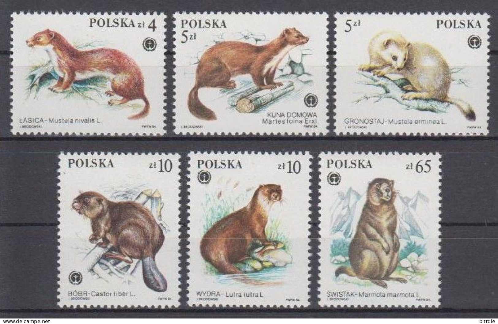 Polen , Pelztiere  2946/51 , Xx   (A6.1733) - Nuevos