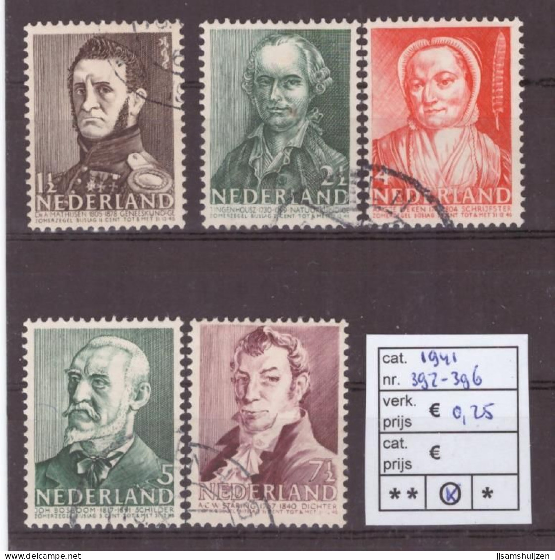 Netherlands Stamps Used 1941,  NVPH Number 392-396, See Scan For The Stamps - Oblitérés